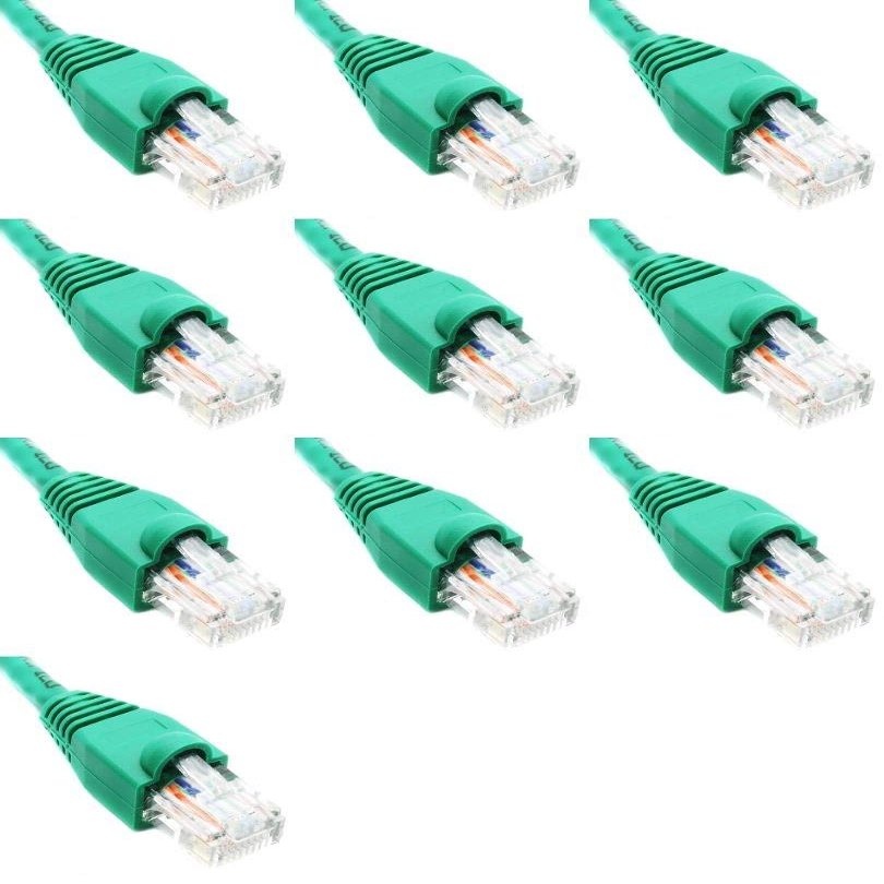 100 Feet Cat6 Slim Ethernet Network Patch Cables Green RJ45 m/m (10 Pack)