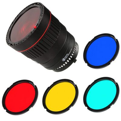 Runshuangyu Bowens Mount 10X Brighter Light Focus Lens for Studio Flash & LED Light Lamp with 4 Color Filters