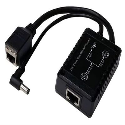 36-60VDC 802.3af/at POE Input, 48V .3A PoE and 24VDC .5A, 15W Total Output, POE Splitter/Voltage Converter, -25 to +50C, 5.5/2.5/2.1mm DC Barrel, 6" Cable, 10/100, RJ45 Output Socket