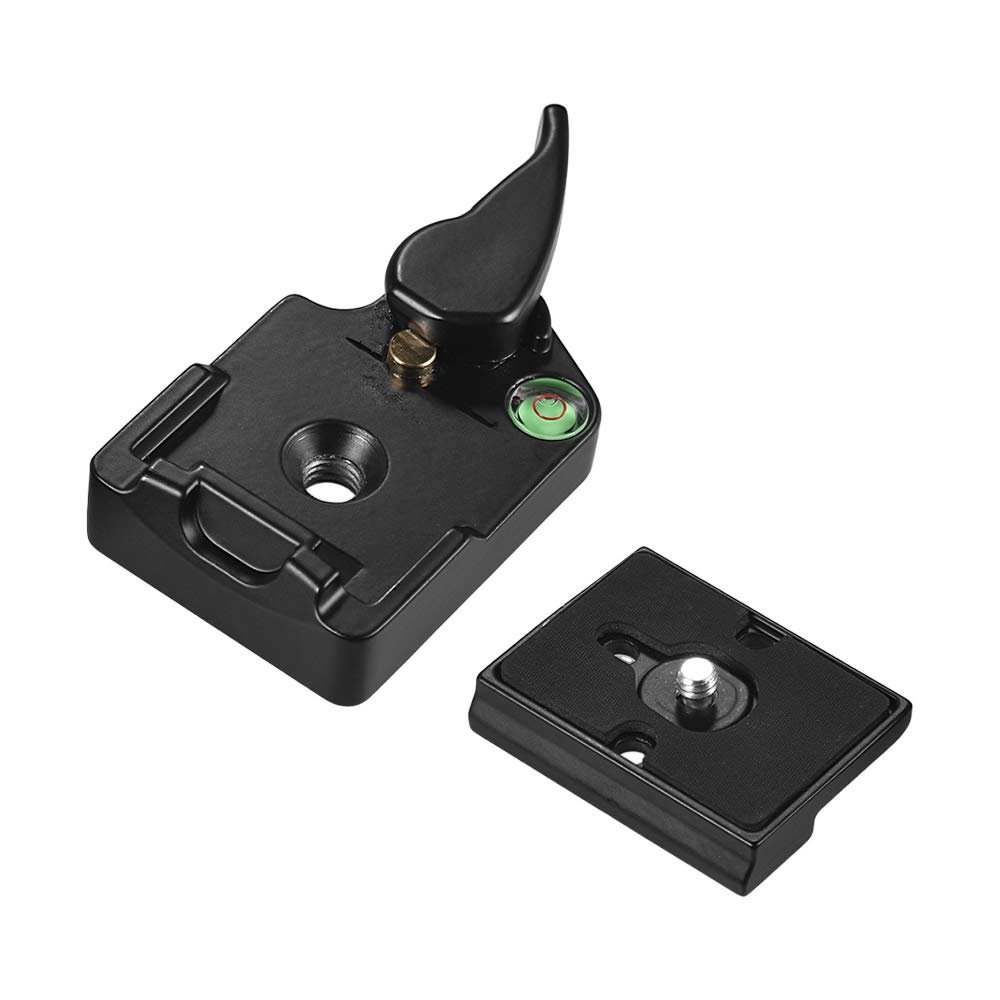 Andoer Quick Release Plate Clamp Adapter with QR Plate 1/4 inch Screw 1/4 & 3/8 inch Screw Hole Bubble Level for Tripod DSLR Cameras