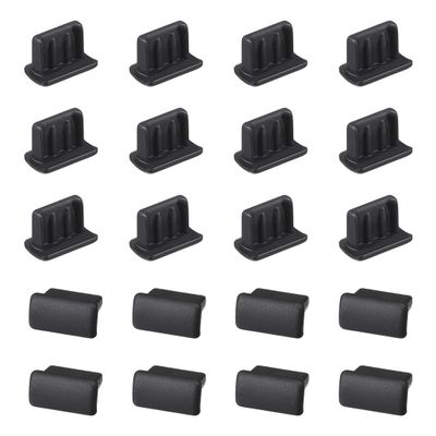 uxcell 20pcs Silicone Mini USB Cap Port Cover Anti Dust Protector 7mmx2mm Black