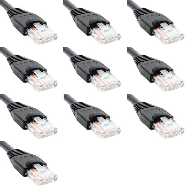 100 Feet Cat6 Slim Ethernet Network Patch Cables Black RJ45 m/m (10 Pack)