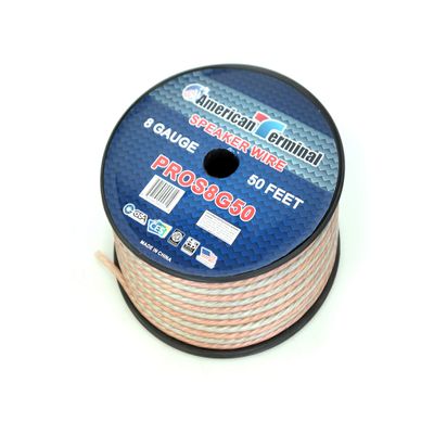 American Terminal PROS8G50 50 ft. of 8 Gauge Pro Series Clear Speaker Wire