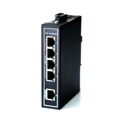 WIWAV WDH-5ET-POE 10/100Mbps Unmanaged 5-Port PoE Industrial Ethernet Switches with DIN Rail/Wall-Mount (UL Listed,Fanless,-30~75)