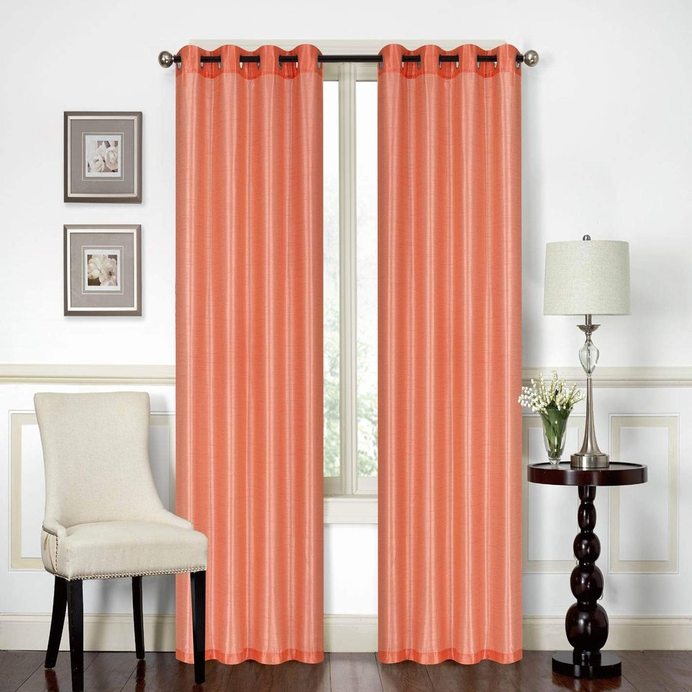 All American Collection New Elegant Modern Contemporary Solid Faux Silk Window Treatment Curtain (54" x 84", Peach Panel)