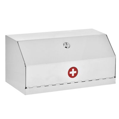 AdirMed Locking Medicine Box, First Aid Steel Lock Box for Medication, Small Wall Mounted Medicine Lock Box with Key, 6"D x 12.25"W x 5.9"H