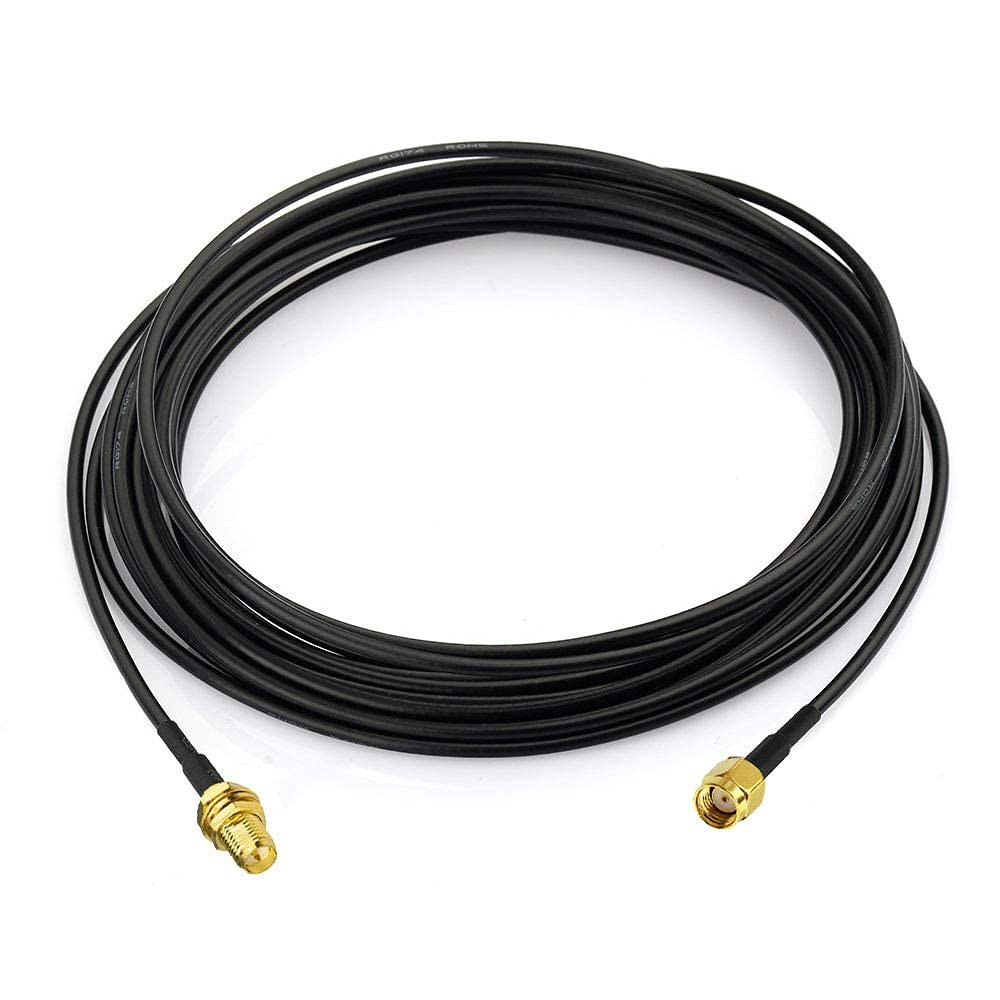 Bingfu RP-SMA Male to RP-SMA Female Bulkhead Mount RG174 WiFi Antenna Extension Coaxial Cable 5m 16.5 feet for WiFi Router Wireless Network Card USB Adapter Security IP Camera
