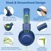 POWMEE M2 Kids Headphones Wired Headphone for Kids,Foldable Adjustable Stereo Tangle-Free,3.5MM Jack Wire Cord On-Ear Headphone for Children/Teens/Girls/School/Kindle/Airplane/Plane/ (Blue) view 2