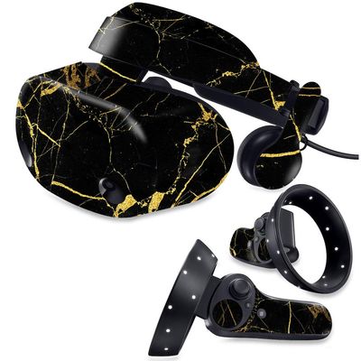 MightySkins Skin Compatible with Samsung Odyssey Plus VR - Black Gold Marble | Protective, Durable, and Unique Vinyl Decal wrap Cover | Easy to Apply, Remove, and Change Styles | Made in The USA