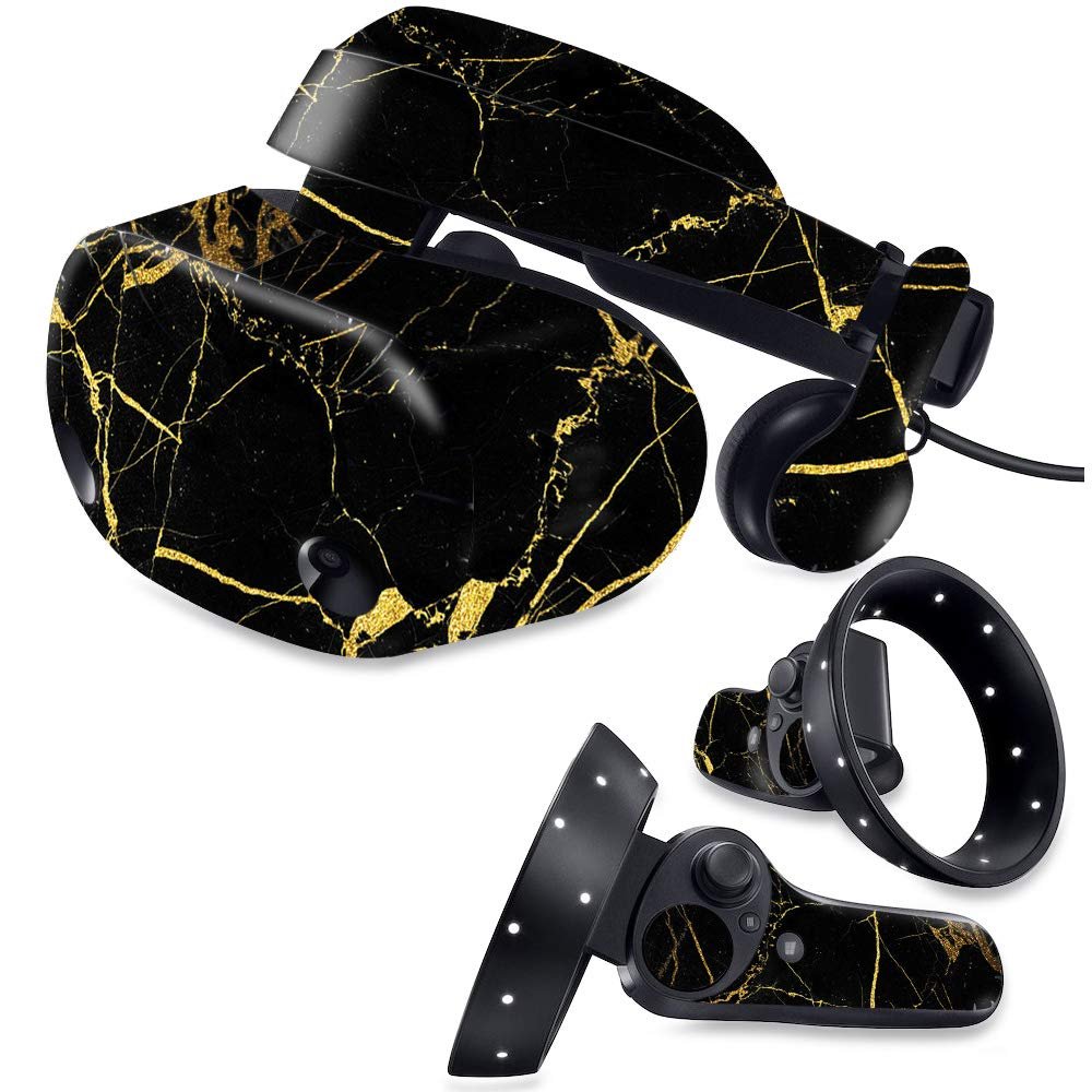 MightySkins Skin Compatible with Samsung Odyssey Plus VR - Black Gold Marble | Protective, Durable, and Unique Vinyl Decal wrap Cover | Easy to Apply, Remove, and Change Styles | Made in The USA