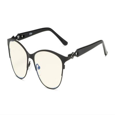Eyekepper Computer Reading Glasses,Blue Light Filter Readers,Stylish Cateye Oval Reading Eyeglasses Women,Black +1.75