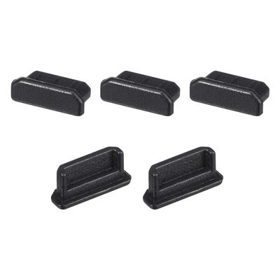 uxcell 5pcs Male Anti Dust Silicone Cover Port Protectors 10mmx2.5mm Black