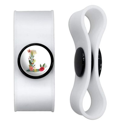GRAPHICS & MORE Letter L Floral Monogram Initial Headphone Earbud Cord Wrap - Charging Cable Manager - Wire Organizer Set of 2 - White