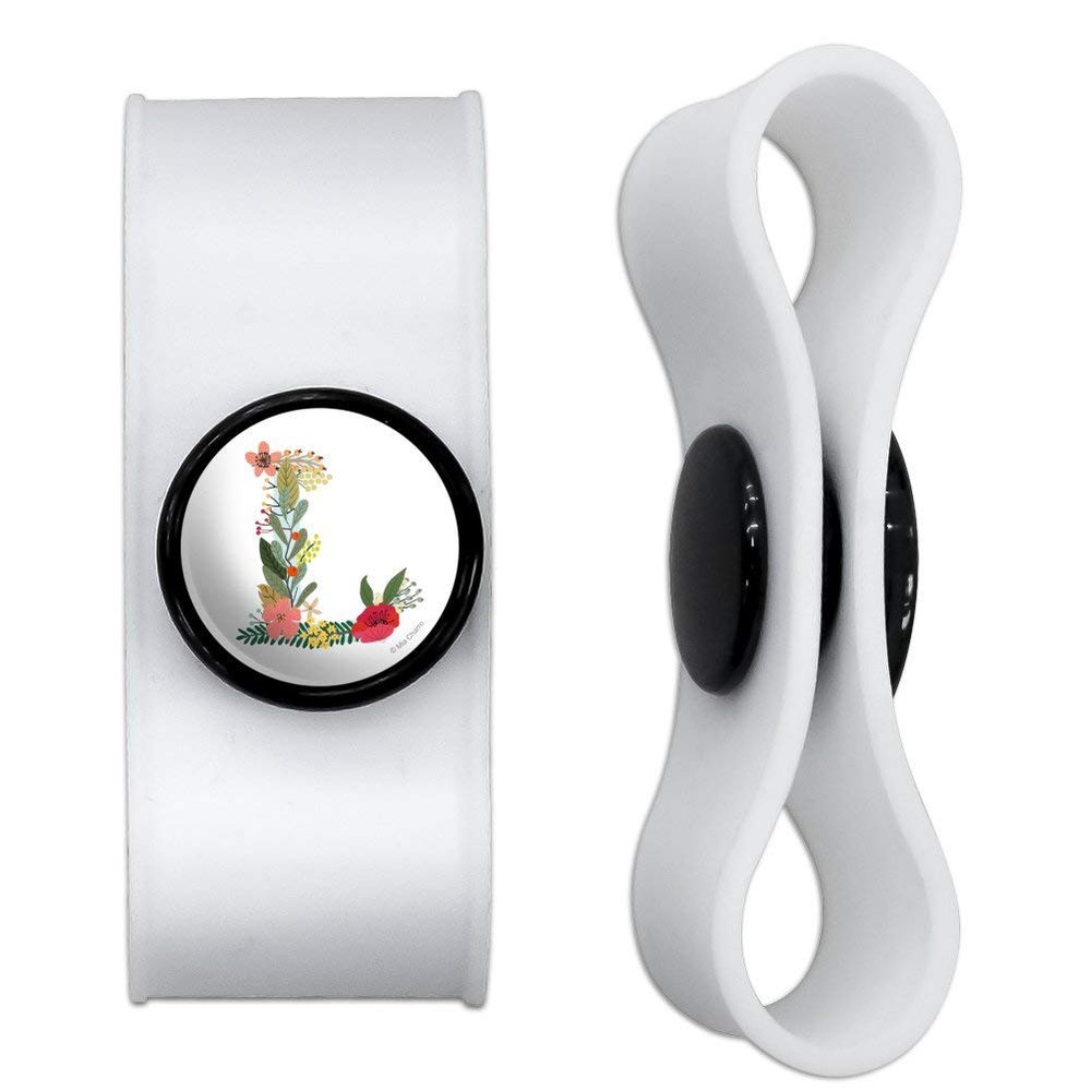 GRAPHICS & MORE Letter L Floral Monogram Initial Headphone Earbud Cord Wrap - Charging Cable Manager - Wire Organizer Set of 2 - White