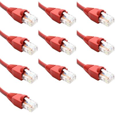 100 Feet Cat6 Slim Ethernet Network Patch Cables Red RJ45 m/m (10 Pack)