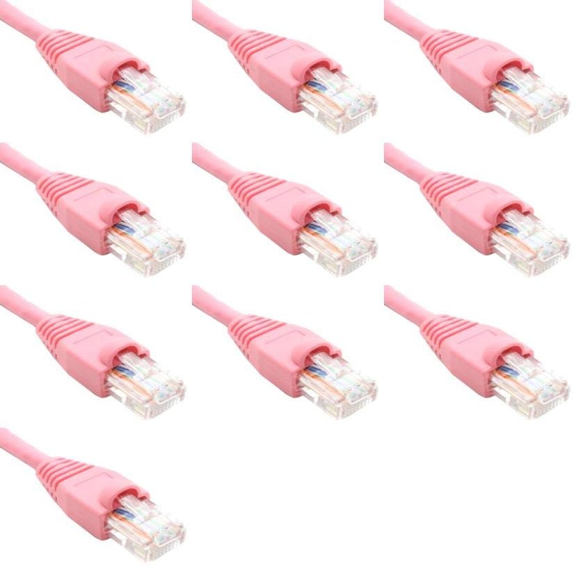 5 Feet Cat6 Ethernet Network Patch Cables Pink RJ45 m/m (10 Pack)