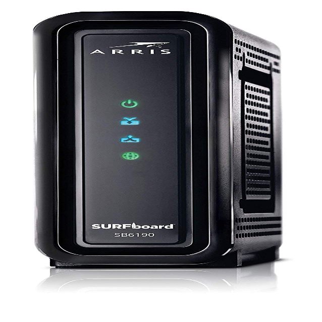 ARRIS Surfboard (32x8) DOCSIS 3.0 Cable Modem, 1.4 Gbps Max Speed, Certified for Comcast Xfinity, Spectrum, Cox, Cablevision & More (SB6190 Black) (Renewed)