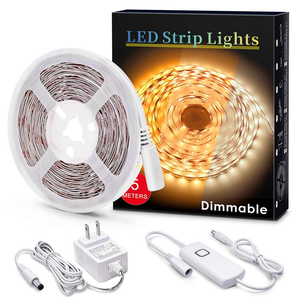 MYPLUS Under Cabinet LED Lighting, 16.4ft Dimmable Strip Lights, 3000K