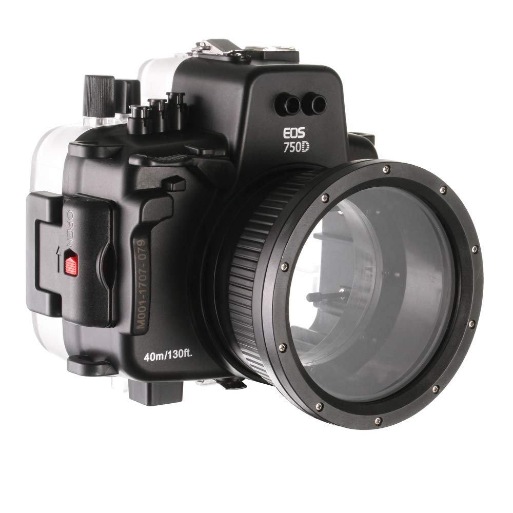 40M Waterproof Underwater Housing Camera Case for Canon EOS 750D DSLR Cmera with 18-55mm Lens
