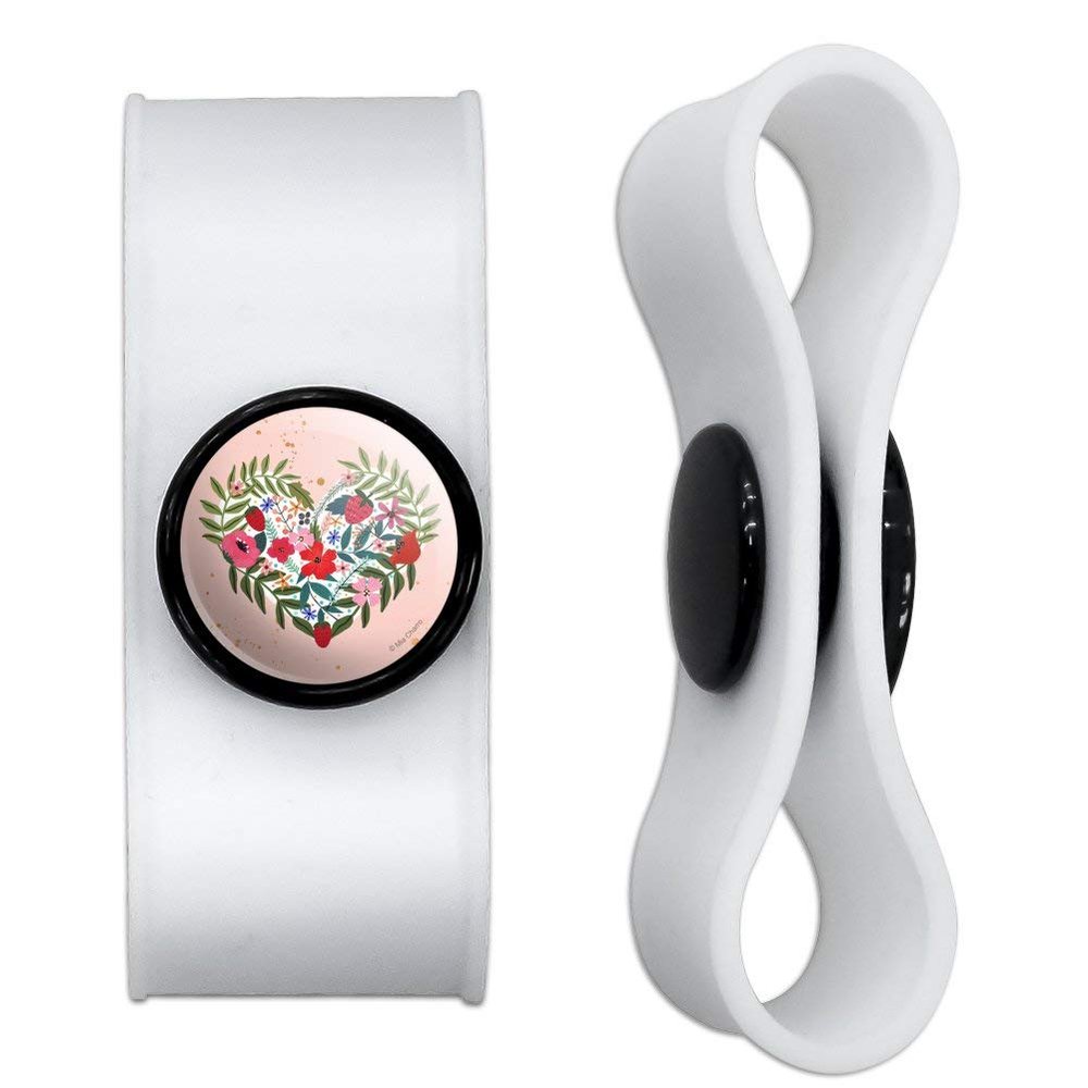 GRAPHICS & MORE Flower Heart Love Valentines Day Headphone Earbud Cord Wrap - Charging Cable Manager - Wire Organizer Set of 2 - Black