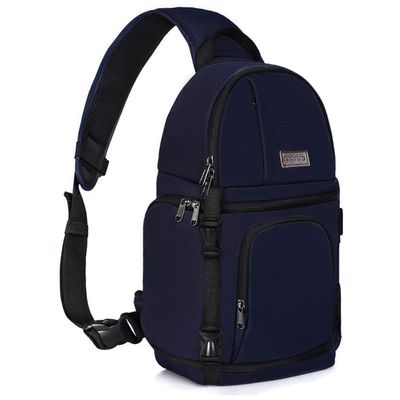 MOSISO Camera Sling Bag, DSLR/SLR/Mirrorless Camera Backpack Case Shockproof Photography Backpack with Tripod Holder & Removable Modular Inserts Compatible with Canon/Nikon/Sony/Fuji, Navy Blue