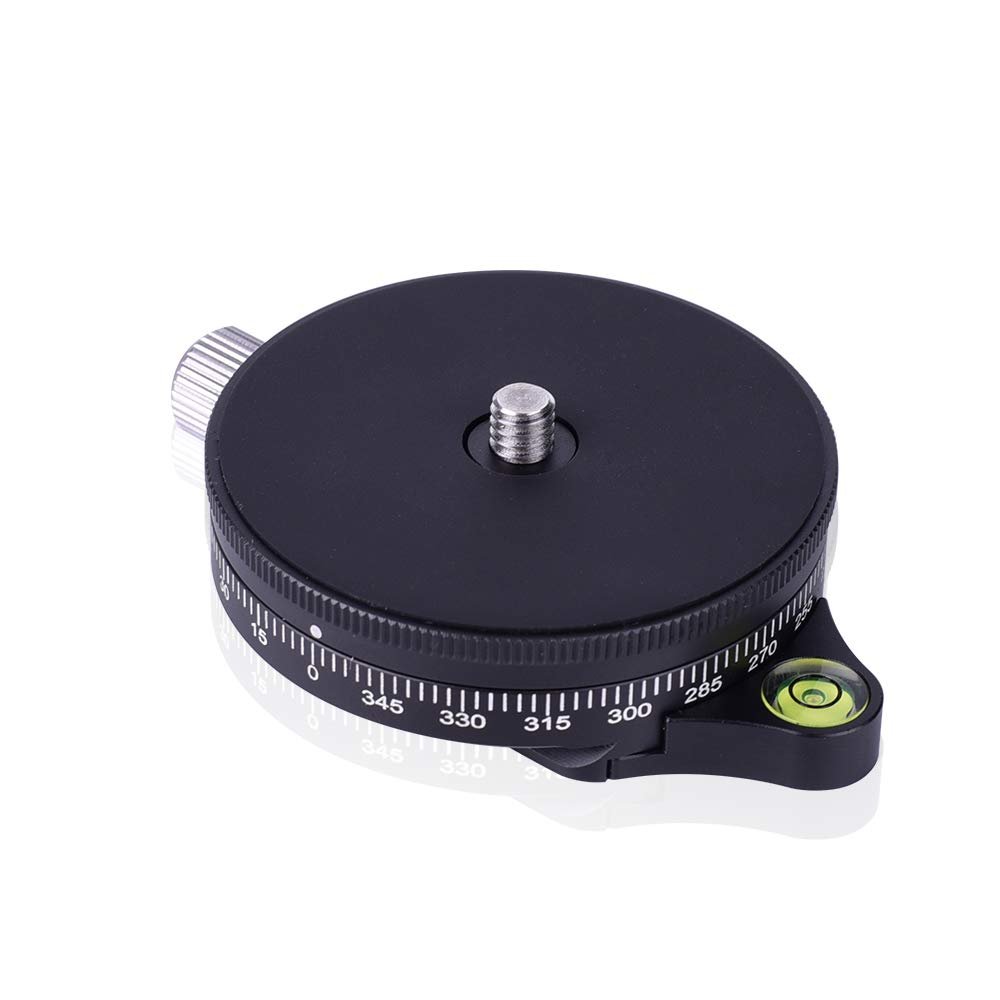 Camera Panoramic Panning Base with Arca Swiss Style Plate, 3/8" Screw Aluminum Alloy Panorama Ball Tripod Head with Bubble Level for Tripod Monopod DSLR Cameras, Load Capacity 22 LBS