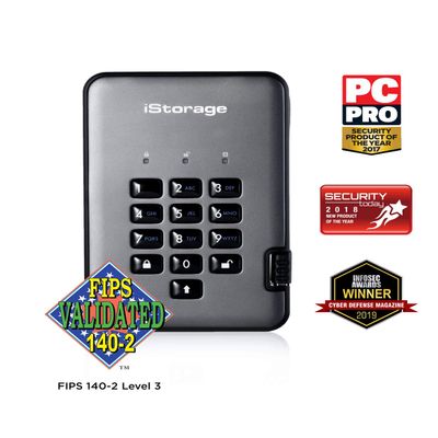 iStorage diskAshur PRO2 SSD 128GB |Secure Solid State Drive | FIPS Level 3 certified | Password protected | Dust/Water-Resistant | Hardware encryption