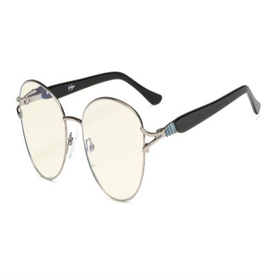 Eyekepper Computer Reading Glasses,Blue Light Filter Readers, Stylish Cateye Round Eyeglasses Women,Gunmetal +1.75