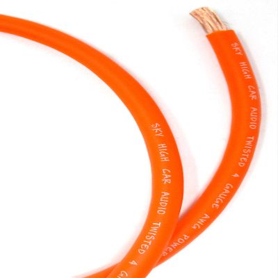 100 ft OFC 4 Gauge Oversized Orange Power Ground Wire Sky High Car Audio