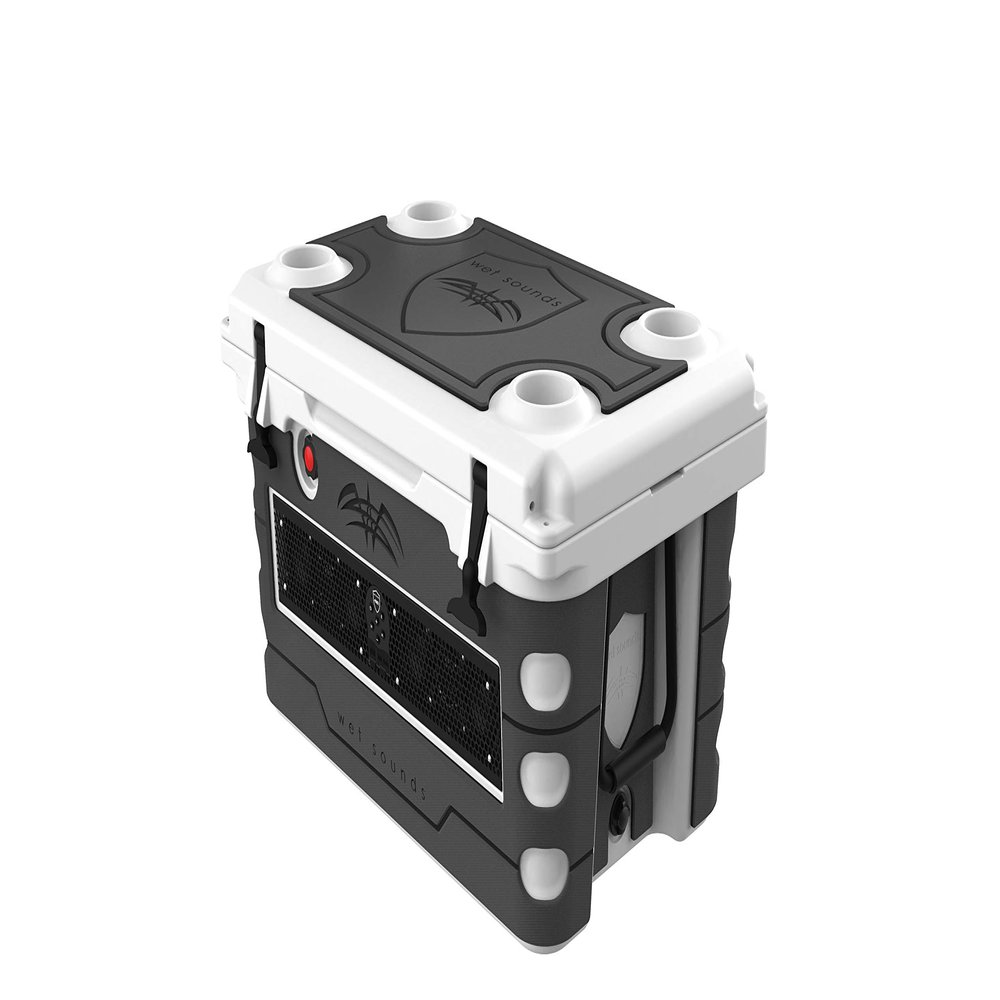Wet Sounds Stealth SHIVR-55-WHT White High Output Audio Cooler Speaker System + Full Gator Step Kit - Gray Over Black