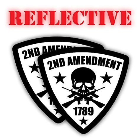 Pair | Reflective 2nd Amendment Shield Decal | Hard Hat Stickers | Black Ops Decals | Tactical Gear Survival Labels | USA Flags Toolbox Helmet Patriotic Old Glory