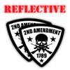 Pair | Reflective 2nd Amendment Shield Decal | Hard Hat Stickers | Black Ops Decals | Tactical Gear Survival Labels | USA Flags Toolbox Helmet Patriotic Old Glory view 1