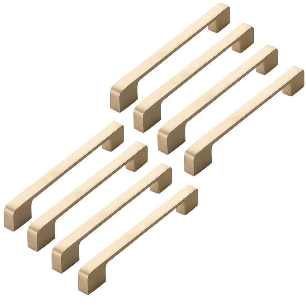 FirstDecor 8PCS Golden Drawer Knobs Pulls Handles - Kitchen Cabinets Furniture Wardrobe Drawer Knob Pull Handle