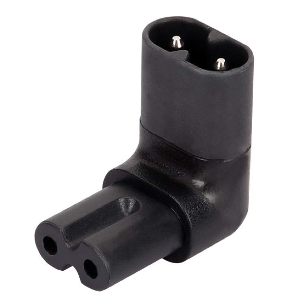 Tekit C7 to C8 UP/Down 90 Degree Adapter, IEC 60320 C8 Plug to C7 Receptacle Male to Female Extension Power Supply Main Adapter (C7 to Up Angled C8)