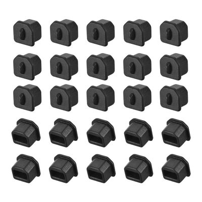 uxcell Silicone USB B Anti-Dust Stopper Cap Cover Black 20pcs