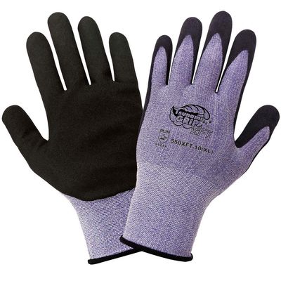 Global Glove 550XFT - Tsunami Grip XFT - Xtreme Foam Technology Coated Gloves - Medium, Black, Purple