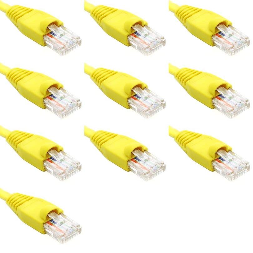 100 Feet Cat6 Slim Ethernet Network Patch Cables Yellow RJ45 m/m (10 Pack)