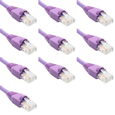 100 Feet Cat6 Slim Ethernet Network Patch Cables Purple RJ45 m/m (10 Pack)