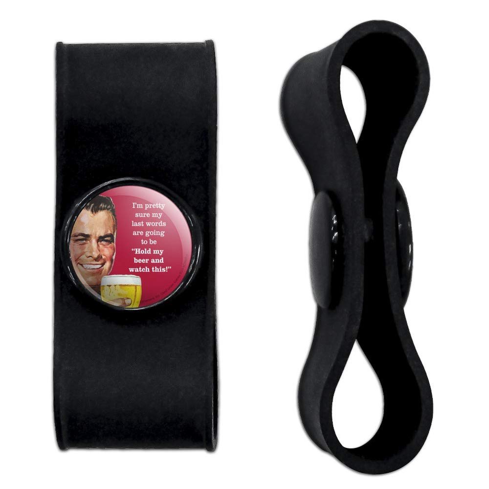 GRAPHICS & MORE I'm Pretty Sure Last Words Going to Be Hold My Beer Watch This Funny Humor Headphone Earbud Cord Wrap - Charging Cable Manager - Wire Organizer Set of 2 - White