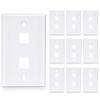 10-Pack 2 Port Keystone Wall Plate, Dual Gang White Jack Insert for Ethernet, Coax, HDMI  Standard Size WallPlate Cover for Home & Office view 1