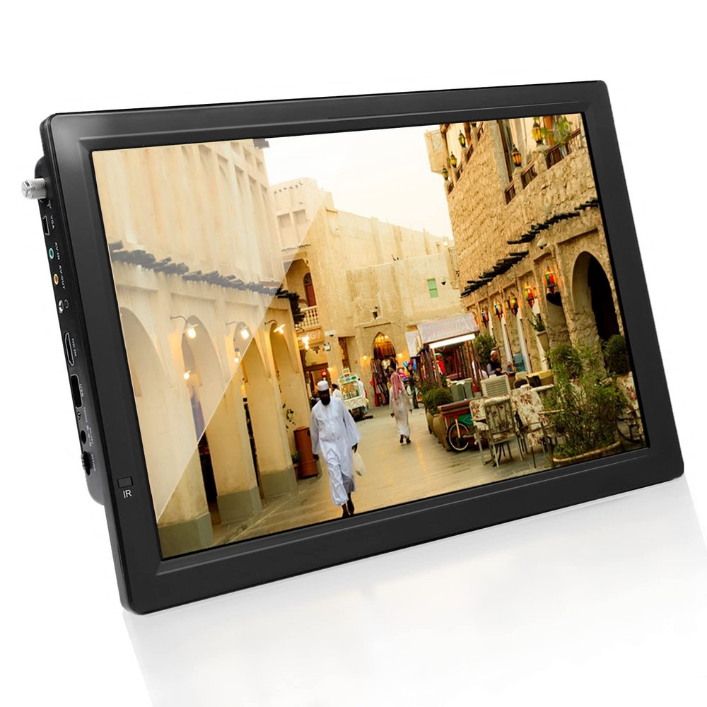 Small Digital TV, 14 Inch Digital Television Rechargeable ATSC TFT Portable TV HD Video Player 110-220V US for Home Car