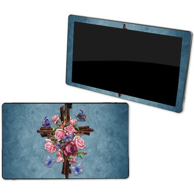 MightySkins Skin Compatible with NuVision Supreme 1001 Tablet - Rose Cross | Protective, Durable, and Unique Vinyl Decal wrap Cover | Easy to Apply, Remove, and Change Styles | Made in The USA