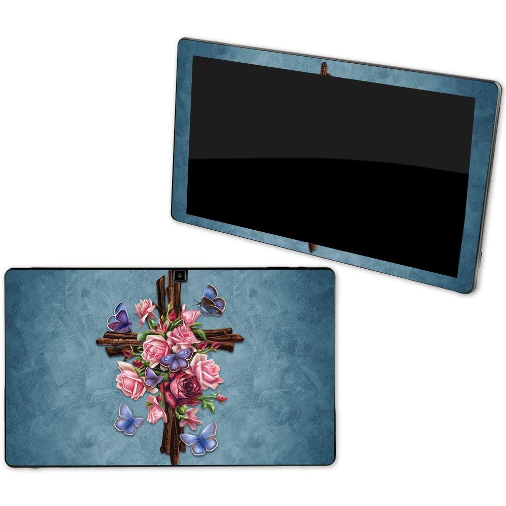 MightySkins Skin Compatible with NuVision Supreme 1001 Tablet - Rose Cross | Protective, Durable, and Unique Vinyl Decal wrap Cover | Easy to Apply, Remove, and Change Styles | Made in The USA