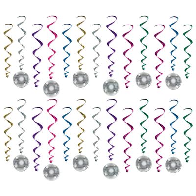 Beistle 24 Piece Hanging Disco Ball Decorations for Boogie Nights and 70s Dancing Fever Theme Parties