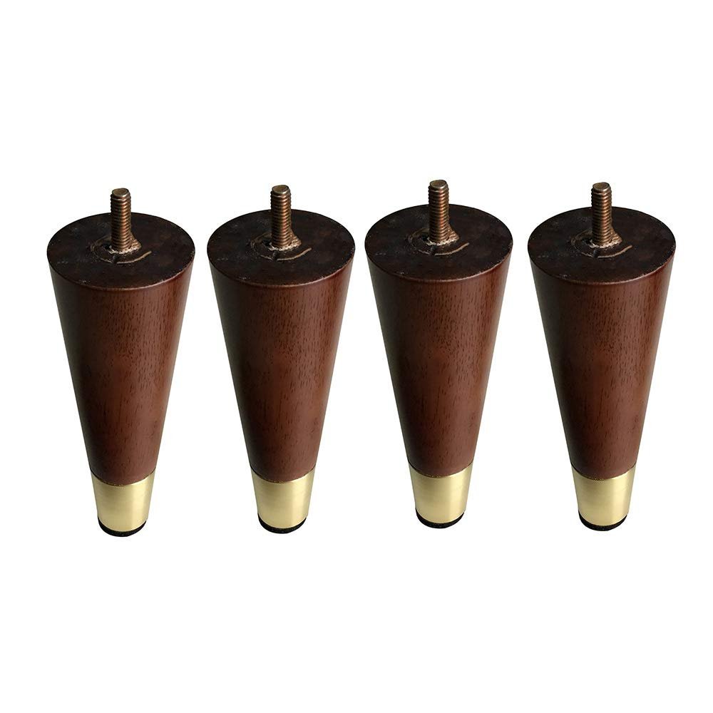 Solid Wood Furniture feet, X4 Modern American Sofa Support feet, Coffee Table, Bedside Table, TV Cabinet feet, Brass Foot Cover, M8 Screw, Non-Slip