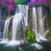 Baocicco 8x6.5ft Beautiful Waterfall Backdrops for Photography Summer Theme Party Holiday Festival Purple Flowers Lake Wedding Photo Backdrop Adults Children Photo Studio Video Shooting Props Booth view 1