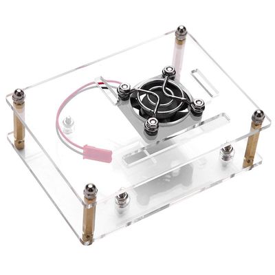 Acrylic Shell for pi,ASHATA Acrylic PMMA Enclosure Box Protective Case Cooling Fan for Pi 2 3 Model B and Pi B +