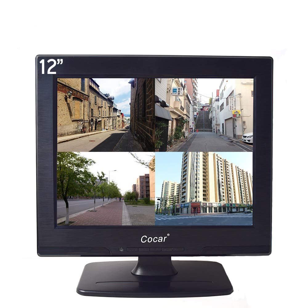 Cocar 12 Inch LCD Security CCTV Monitor VGA HDMI AV BNC, 4:3 HD Display LED Backlight Screen with USB Drive Player for Home Surveillance Camera STB PC 800x600 Resolution Built-in Speaker Audio in/Out