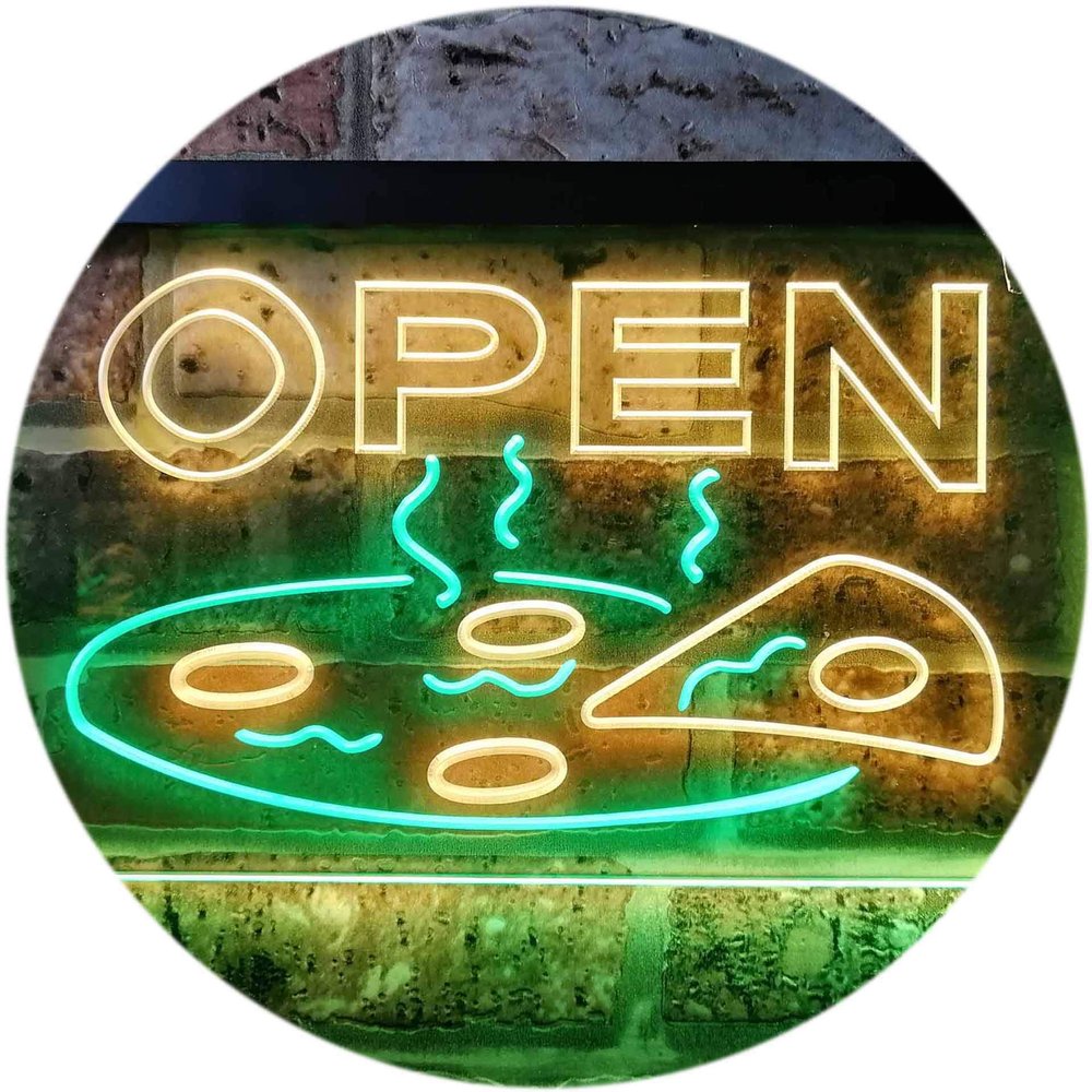 ADVPRO Pizza Open Shop Delivery Display Dual Color LED Neon Sign Green & Yellow 16" x 12" st6s43-i0496-gy