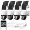 XMARTO Solar Camera Outdoor Wireless, 4 PCs QHD 4MP Wireless PTZ Security Camera System with 4K 10CH Expandable WiFi NVR, All-Weather Solar Charge, Two-Way Audio, PIR Sensor, 360 View, No Monthly Fee view 1